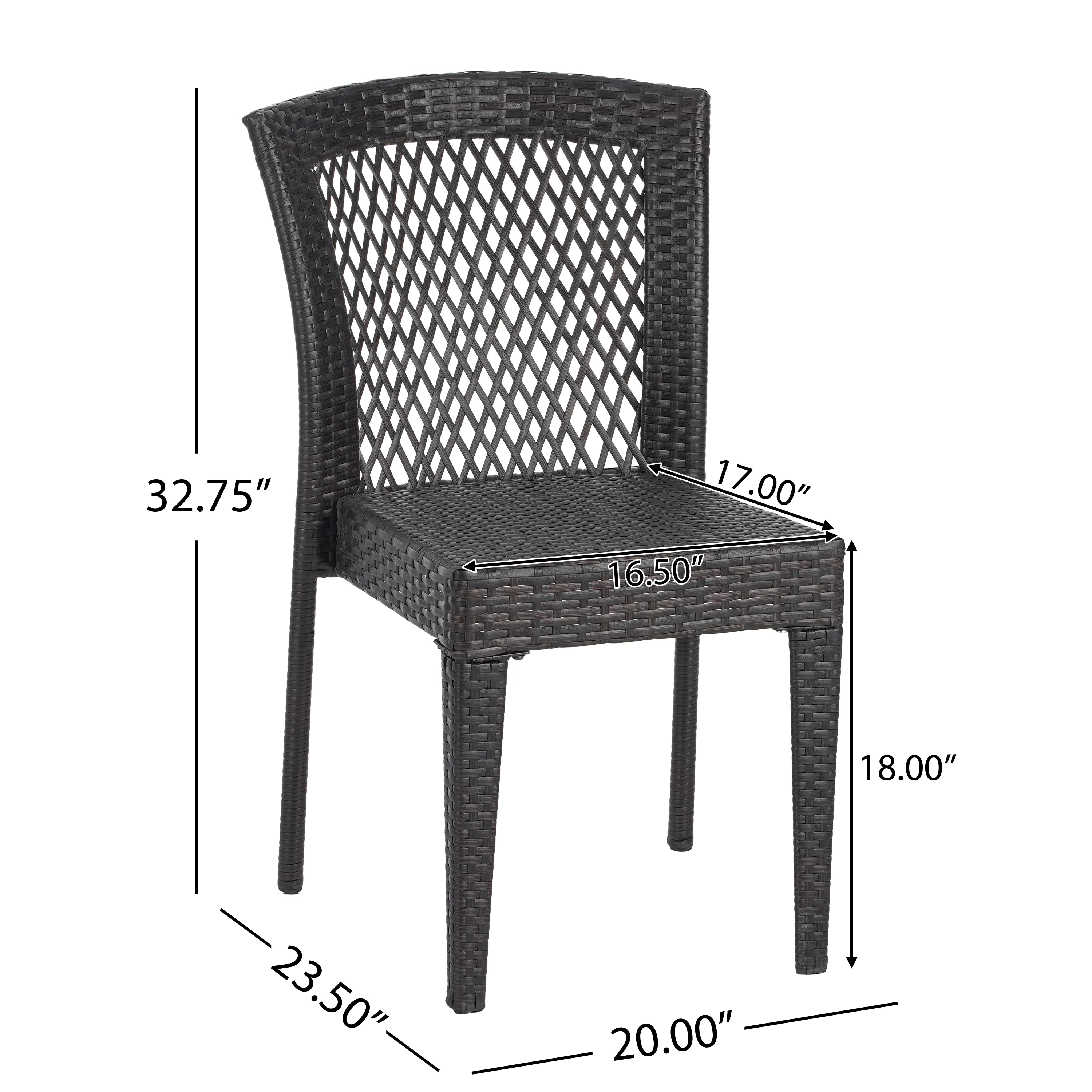 Outdoor Dining Chairs Set of 2, Stackable Chairs with UV-Resistant PE Rattan and Steel Frame