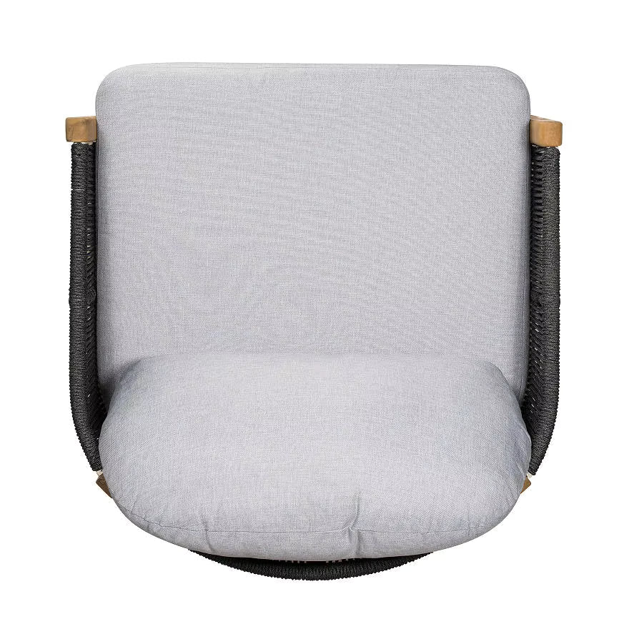 Modern Solid Wood Outdoor Club Chair with Waterproof Cushion and Dark Gray Rope Portable Design for Dining & Garden Use