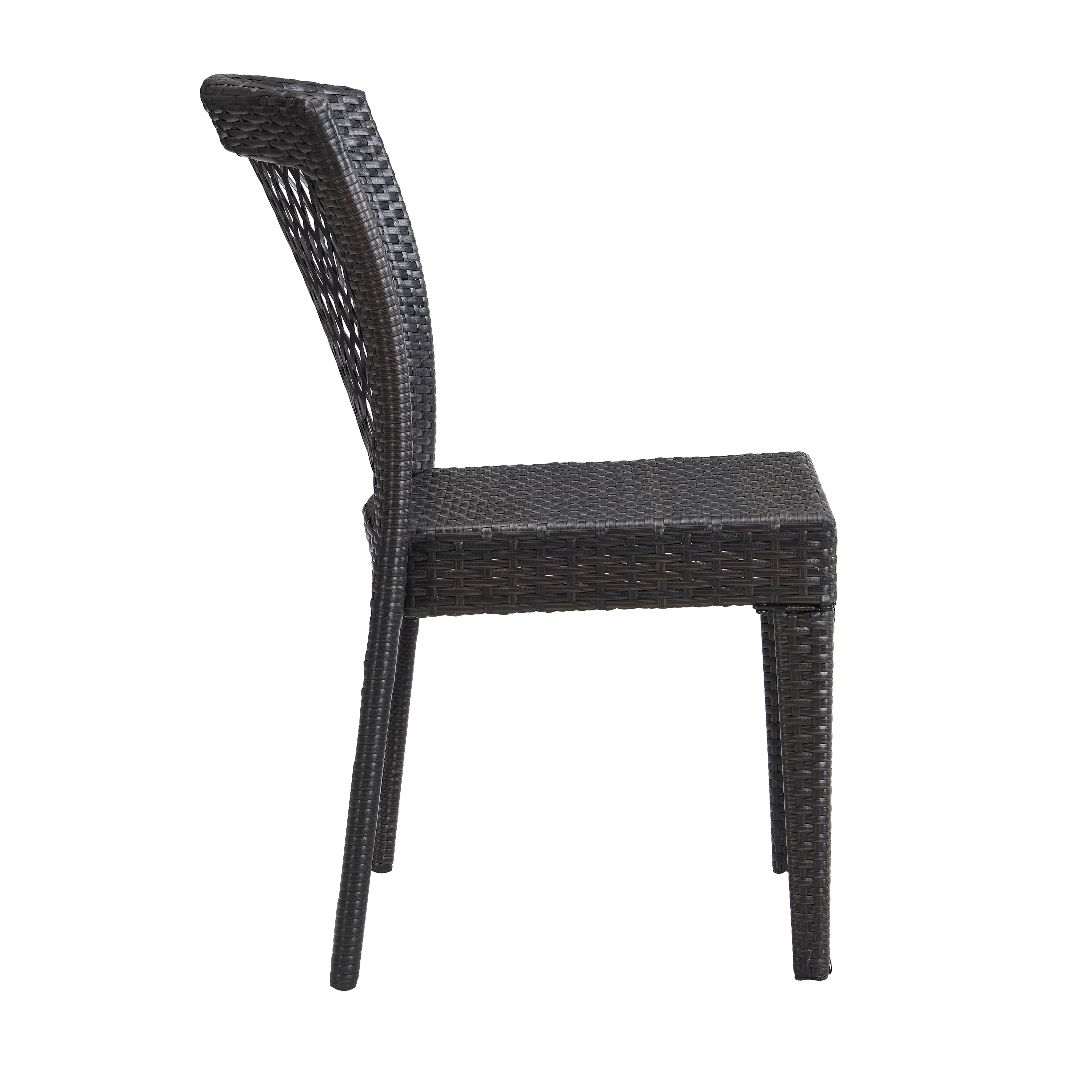 Outdoor Dining Chairs Set of 2, Stackable Chairs with UV-Resistant PE Rattan and Steel Frame