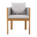 Modern Wood Outdoor Dining Chairs 2-Pack with Grey Rope Handles Washable Waterproof Cushions for Home Office