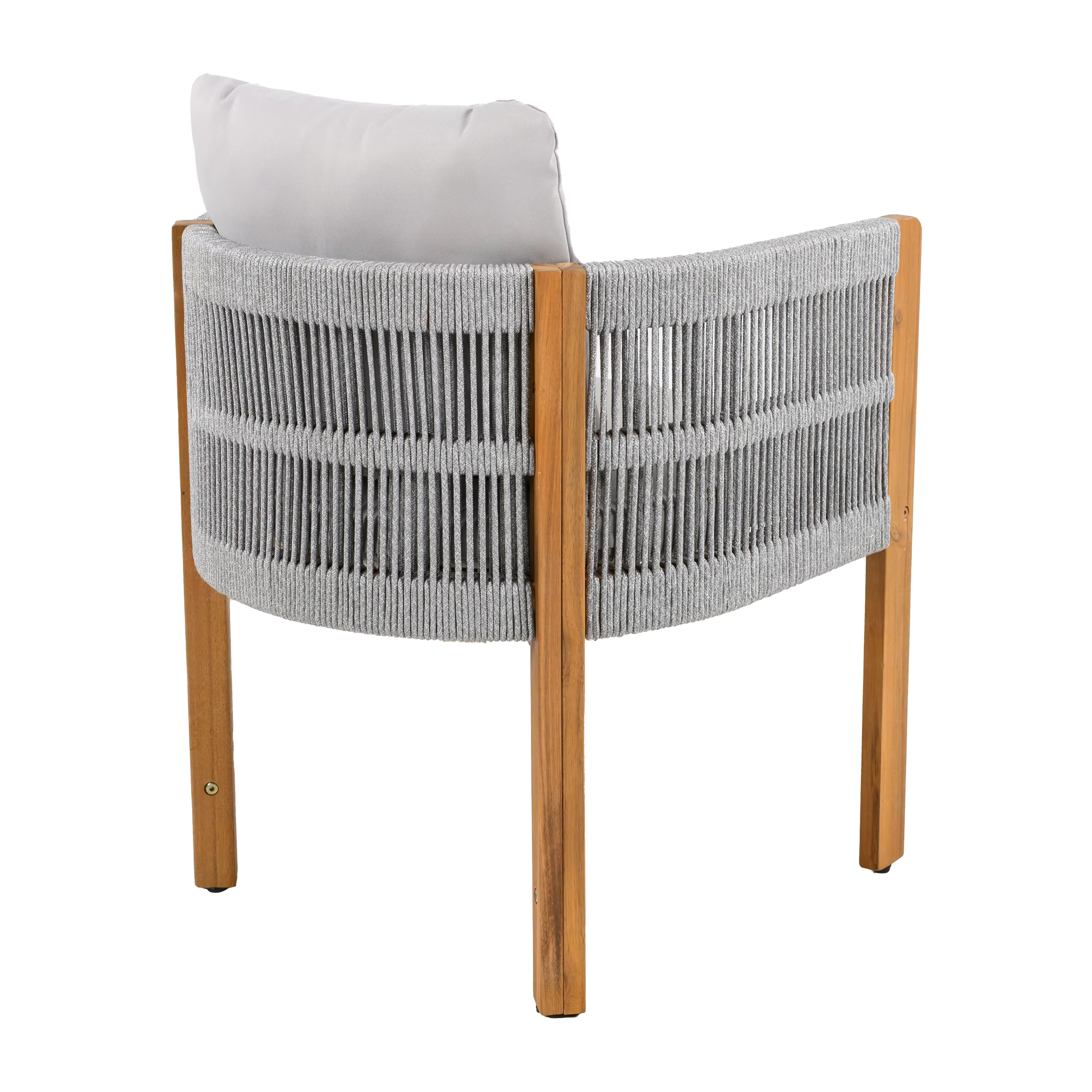 Modern Wood Outdoor Dining Chairs 2-Pack with Grey Rope Handles Washable Waterproof Cushions for Home Office