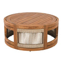 Wood Outdoor Coffee Table-Comfortable Portable Modern Design Handwoven Rope Accent Table