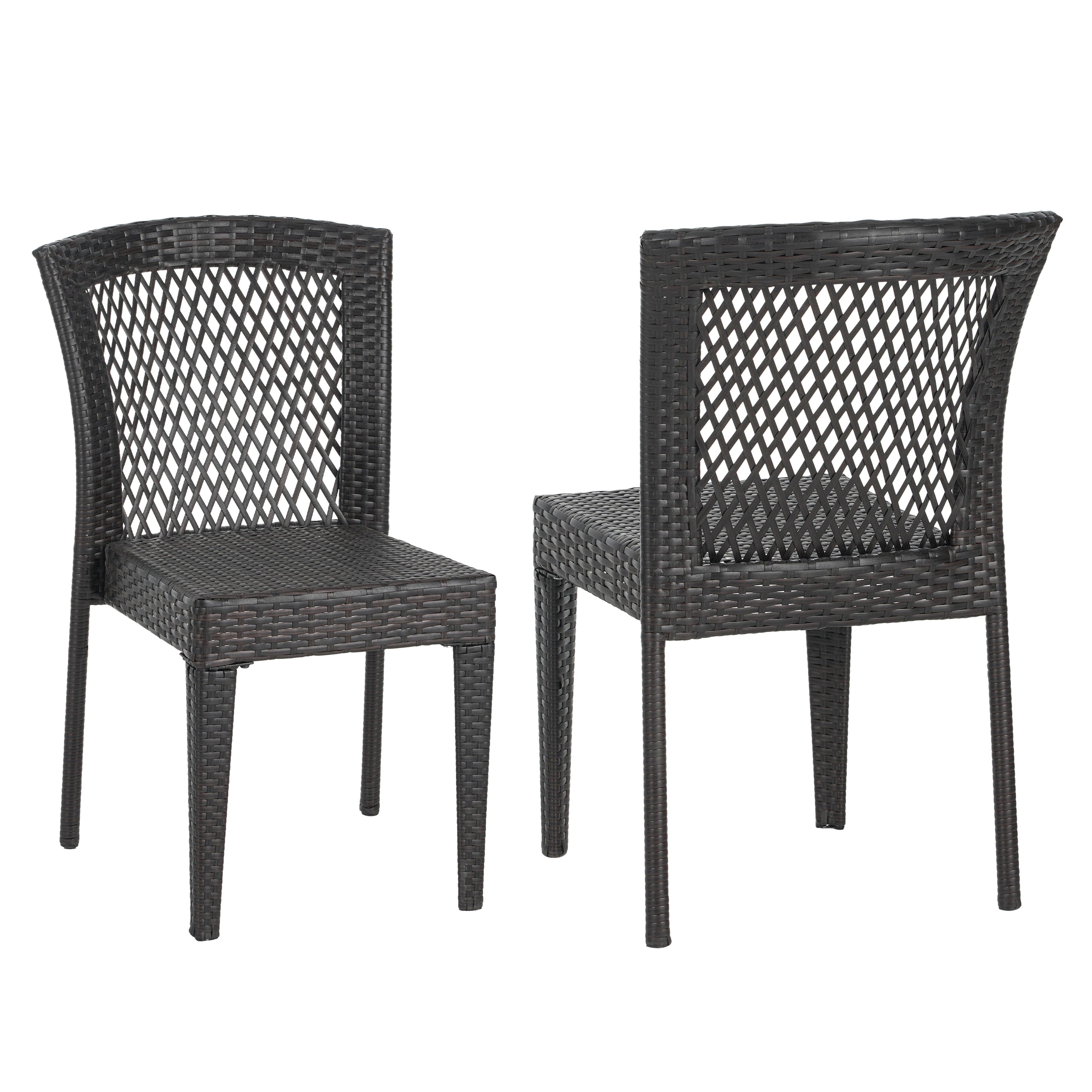 Outdoor Dining Chairs Set of 2, Stackable Chairs with UV-Resistant PE Rattan and Steel Frame