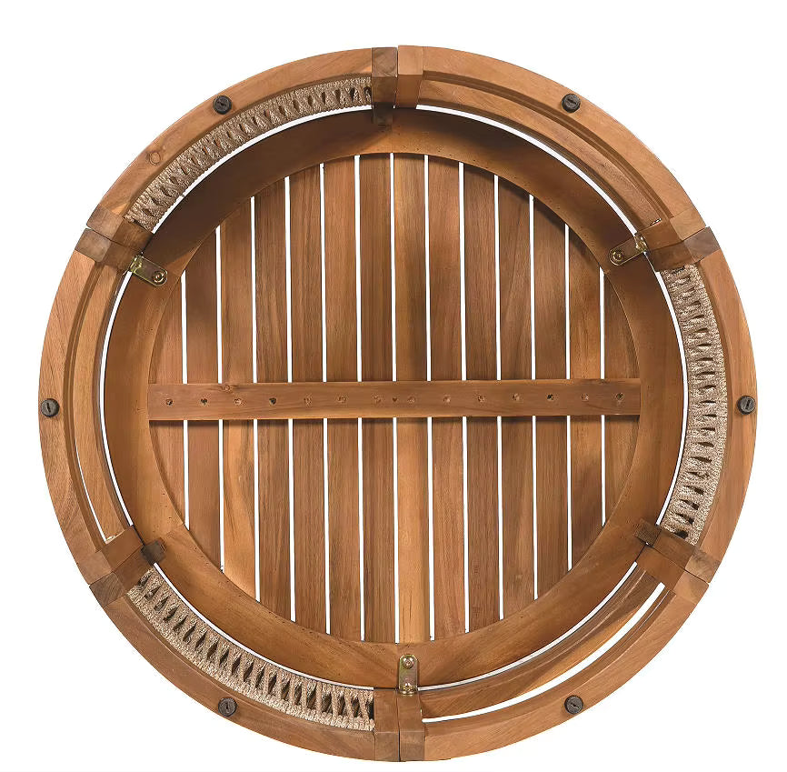 Wood Outdoor Coffee Table-Comfortable Portable Modern Design Handwoven Rope Accent Table