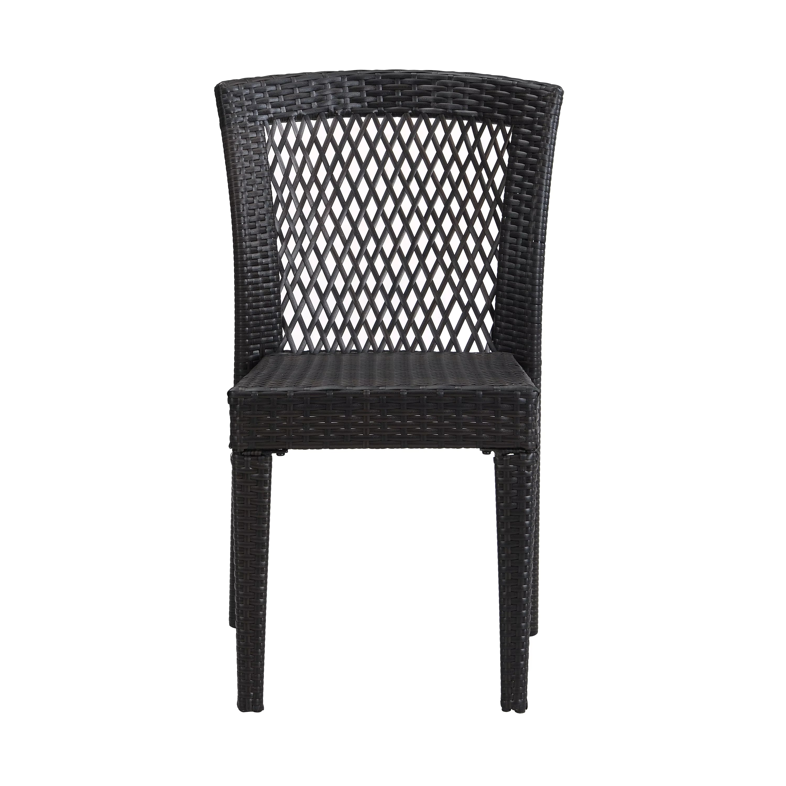 Outdoor Dining Chairs Set of 2, Stackable Chairs with UV-Resistant PE Rattan and Steel Frame