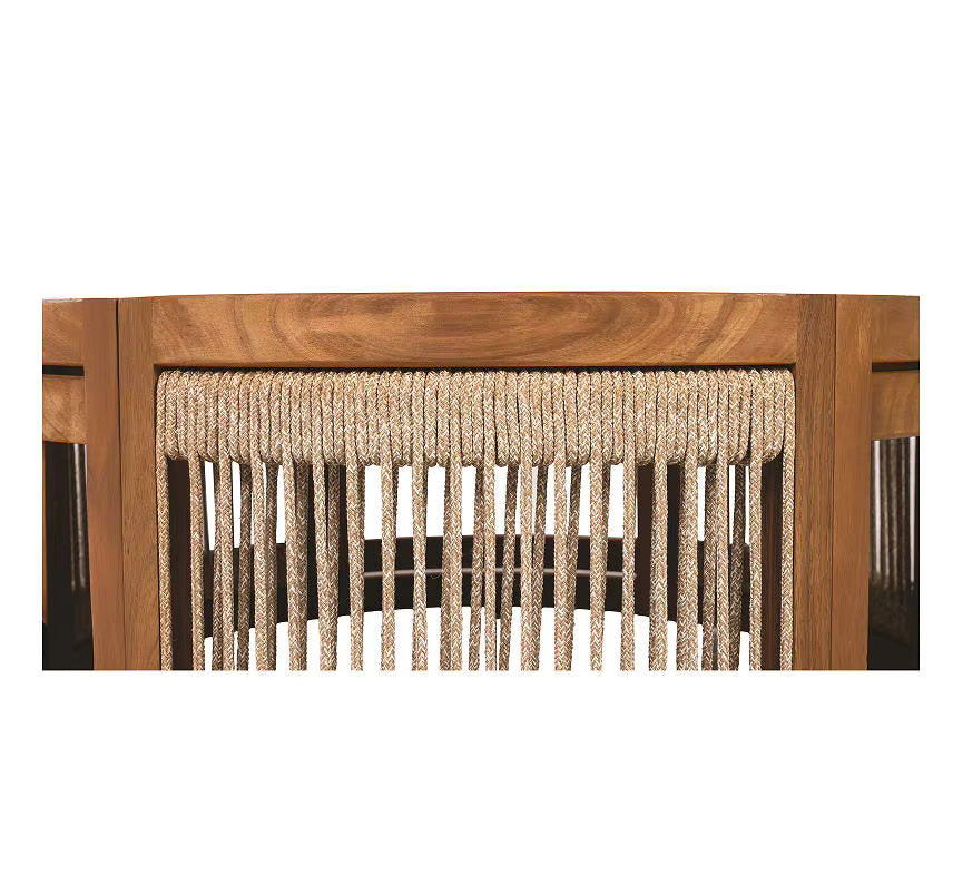 Wood Outdoor Coffee Table-Comfortable Portable Modern Design Handwoven Rope Accent Table