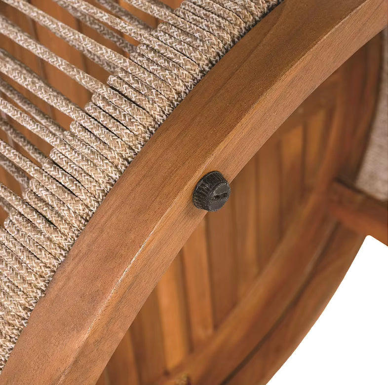 Wood Outdoor Coffee Table-Comfortable Portable Modern Design Handwoven Rope Accent Table