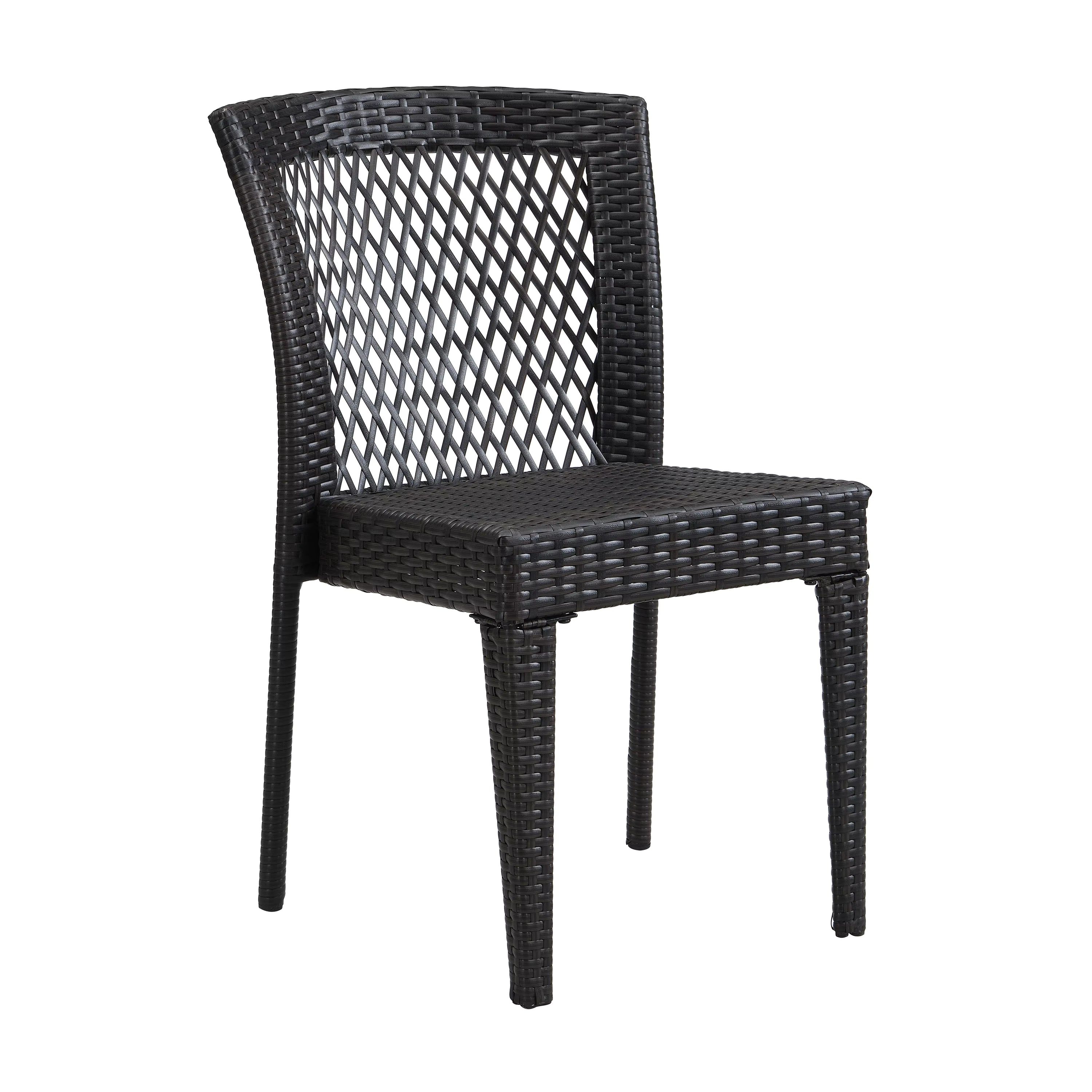 Outdoor Dining Chairs Set of 2, Stackable Chairs with UV-Resistant PE Rattan and Steel Frame