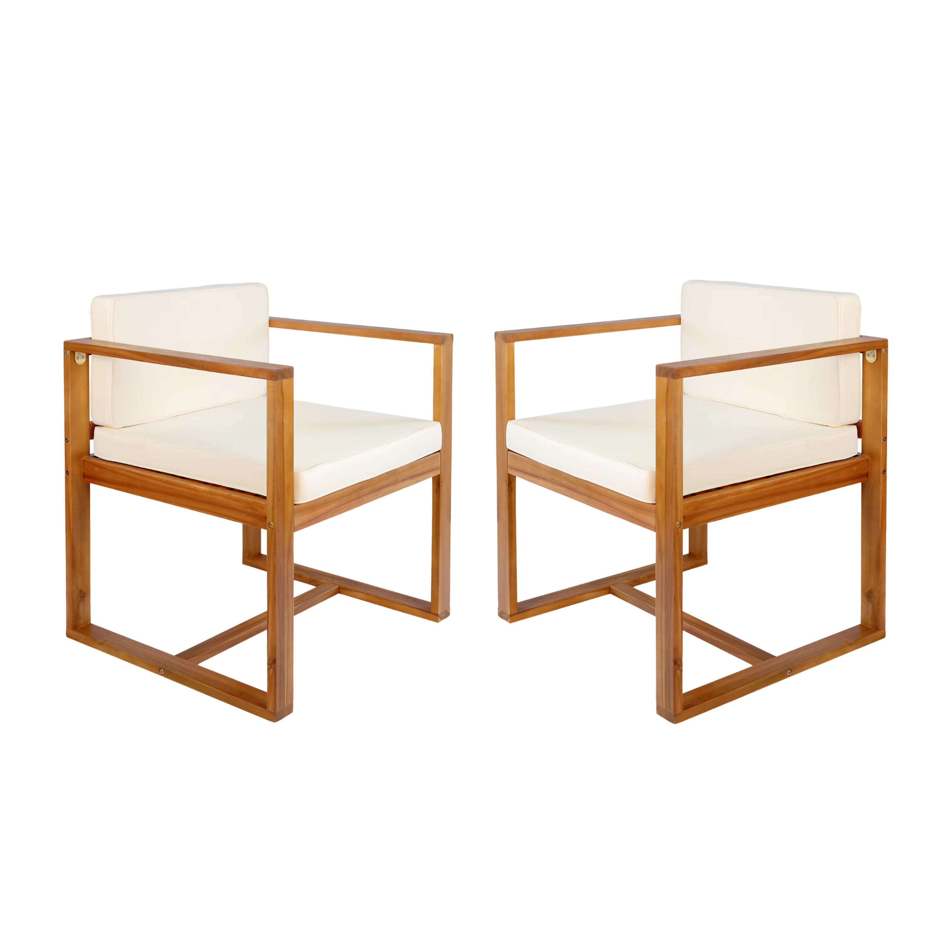 Waterproof Modern Outdoor Wood Dining Arm Chair Set of 2 for Living Room