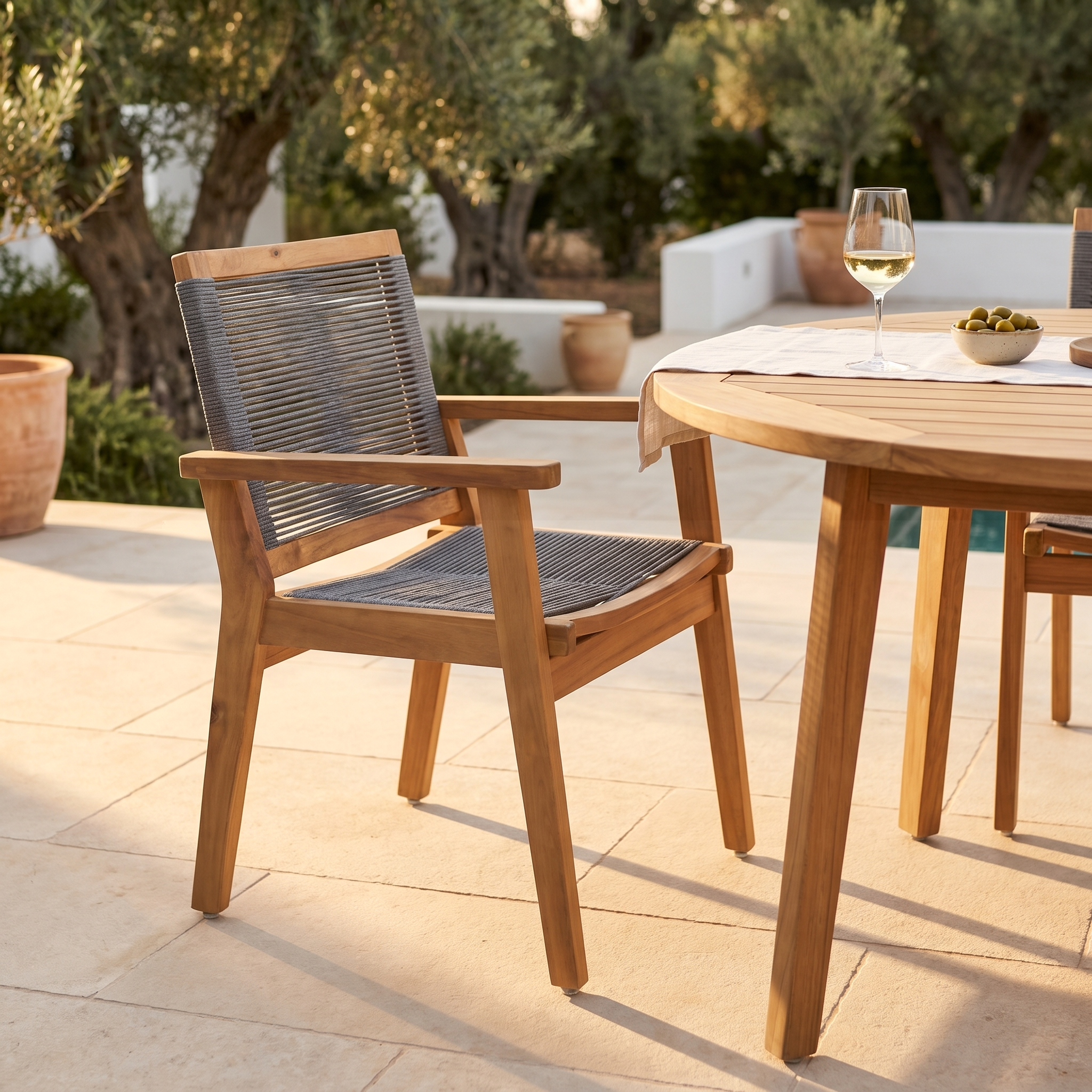 Woven Rope Outdoor Dining Chair (set of 2)